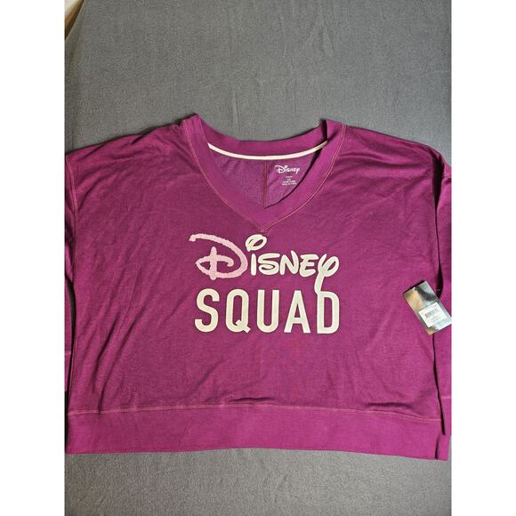 Disney Other - Disney Squad Top Womens 3X 22W-24W Berry Long Sleeve V Neck Pajama Shirt